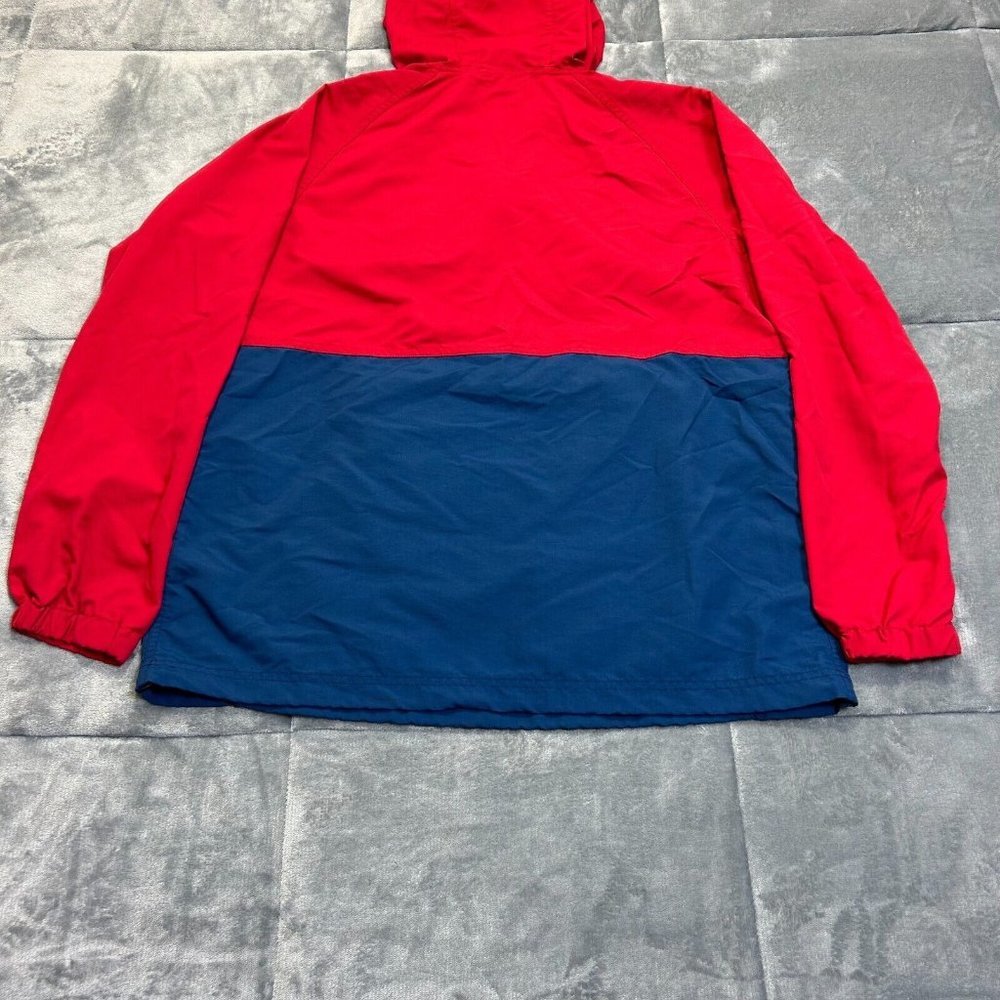 L.L. Bean Jacket Men's Sz M 1/2 Zip Windbreaker Hooded Anorak Red Blue - Picture 9 of 12